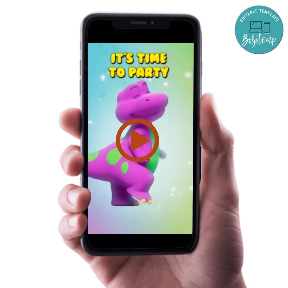 Barney Video Invitation Digital Template Customizable Instant Download