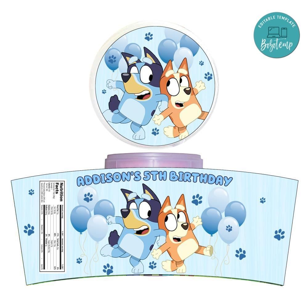 Bluey Cotton Candy Label Template To Print At Home Instant Download