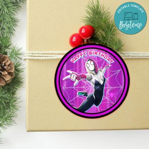 Gwen Circle Sticker Template Customizable to Print at Home Instant Download
