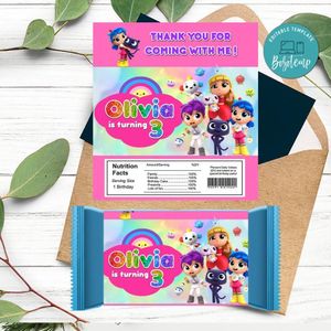 True And The Rainbow Kingdom Candy Bar Label Customizable Template Instant Download