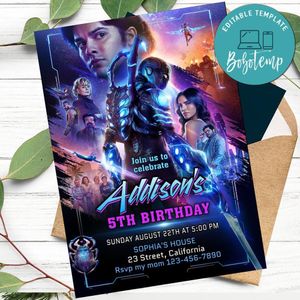 Blue beetle Invitation Customizable Template to Print at Home Instant Download
