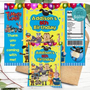 Timmy Time Birthday Chip Bag Digital File Printable Instant Download