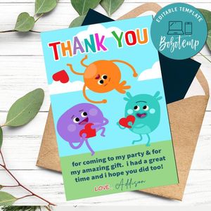 Bumble Nums Thank You Card Customizable Template To Print At Home Instant Download