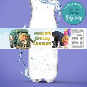 Trash Truck Birthday Water Bottle Label Template to Print at Home Instant Download