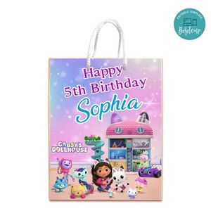 Gabby Dollhouse Gift Bag Label Template Printable Instant Download