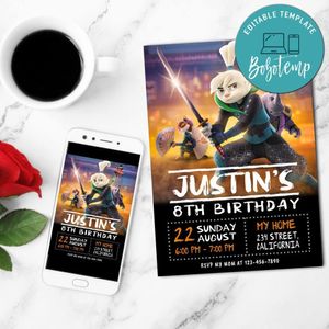 Samurai Rabbit Invitation Customizable Template to Print at Home Instant Download