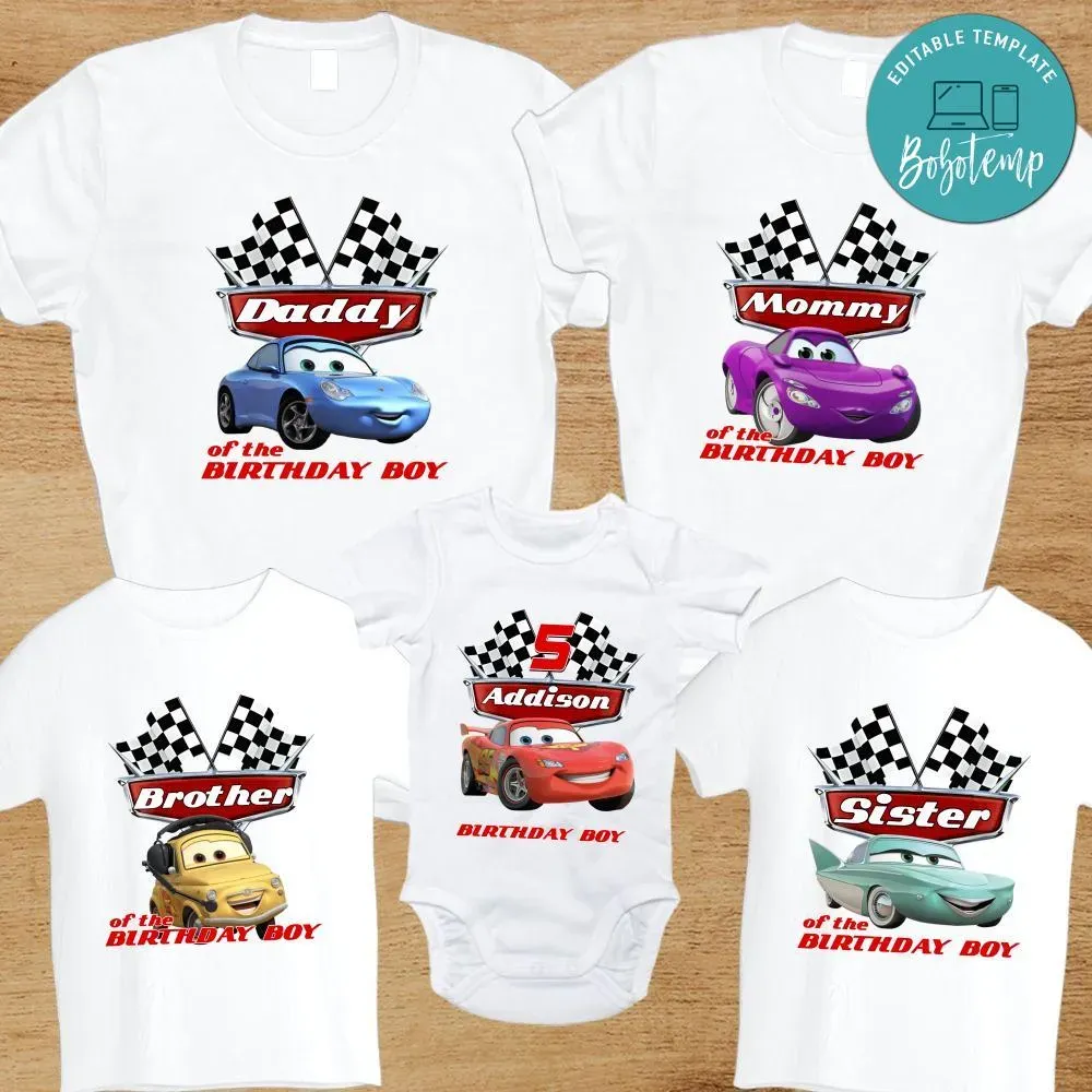 Car characters Family Birthday TShirt Bobotemp