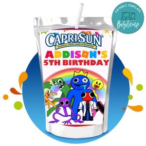 Rainbow Friends Roblox Capri Sun Birthday Labels Digital File Printable Instant Download