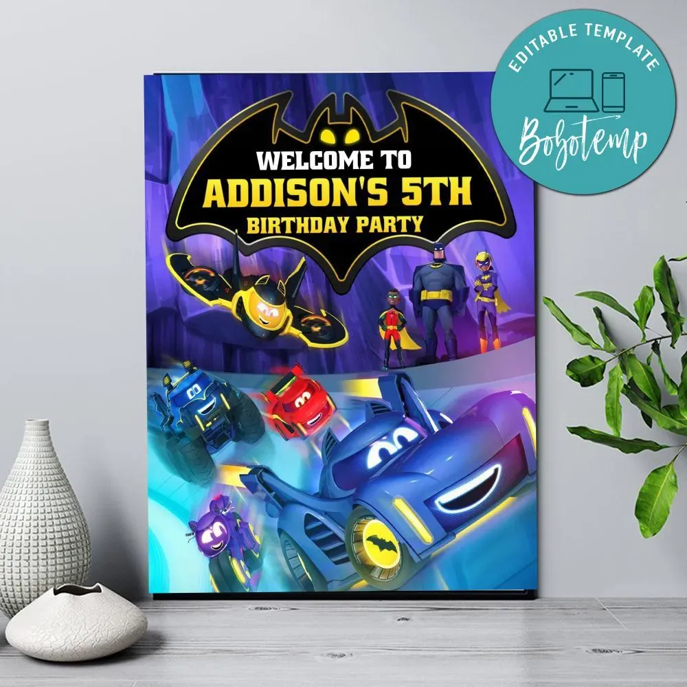 Batwheels Birthday Welcome Sign Digital File Printable DIY | Bobotemp Shop