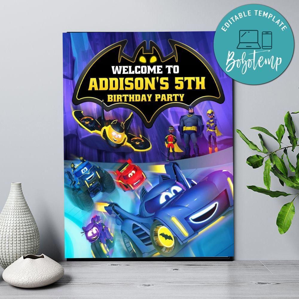 Batwheels Birthday Welcome Sign Digital File Printable DIY | Bobotemp