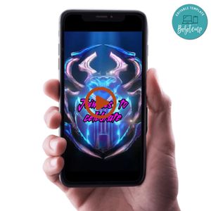 Blue beetle Birthday Video Invitation Digital Template Customizable Instant Download