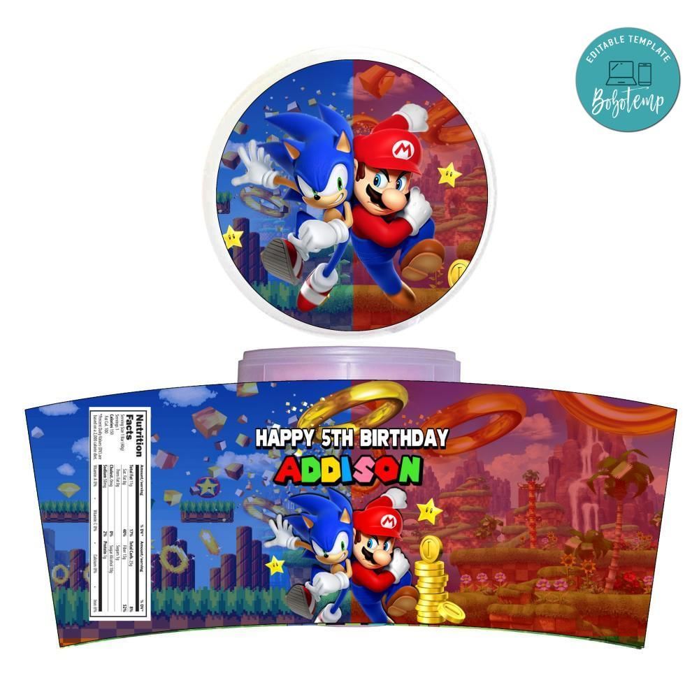 Sonic Mario Cotton Candy Label Template To Print At Home Instant Download