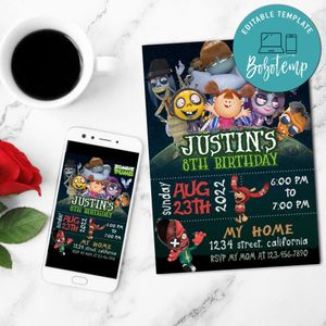 Zombie Dumb Birthday Flyer Customizable Template to Print at Home Instant Download