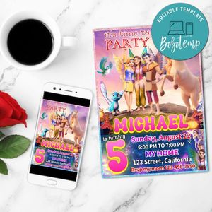 The Fairy Princess & The Unicorn Mobile Invite Customizable Template Instant Download