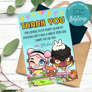 Avatar World Thank You Card Customizable Template To Print At Home Instant Download