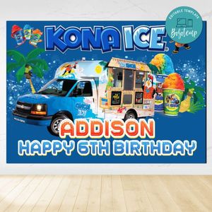 Kona ice Birthday Backdrop Digital File Template Instant Download