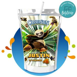 Kung fu panda 4 Capri Sun Birthday Labels Digital File Printable Instant Download
