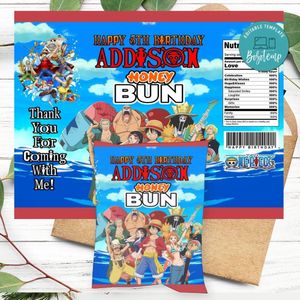 One Piece Honeybun Snack Bag Digital File Printable Instant Download