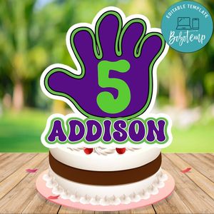 Hi Five Cake Topper Template Printable Instant Download