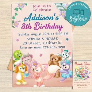 Duffy And Friends Invitation Template Free Thank You Card Printable