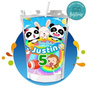 Baby Bus Panda Capri Sun Birthday Labels Digital File Printable Instant Download