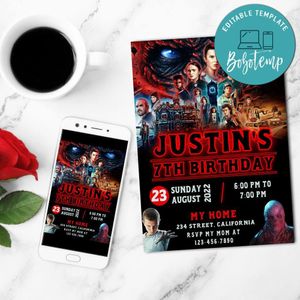Stranger Things Season 4 Mobile Invite Customizable Template Instant Download
