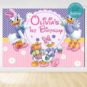 Daisy Duck Birthday Backdrop Digital File Template Instant Download
