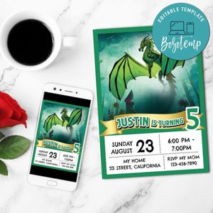 Wings of Fire Sundew Invitation Customizable Template to Print at Home Instant Download