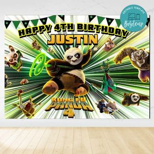 Kung Fu Panda 4 Birthday Backdrop Digital File Template Instant Download