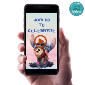 Lilo and stitch 2025 Video Invitation Digital Template Customizable Instant Download