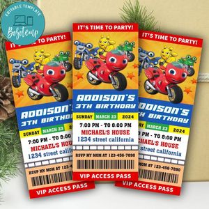 Ricky Zoom Ticket Invitation Customizable Template Instant Download