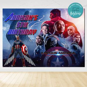 Captain America: Brave New World Birthday Backdrop Digital File Template Instant Download
