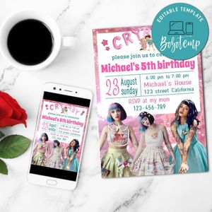 Melanie Birthday Invitation Customizable Template to Print at Home Instant Download