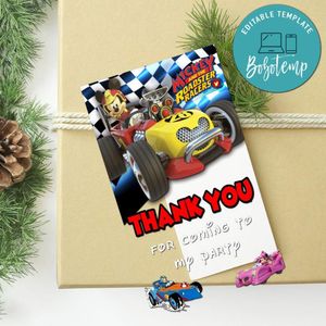 Mickey Roadster Racers Thank You Tag Customizable Template To Print At Home Instant Download