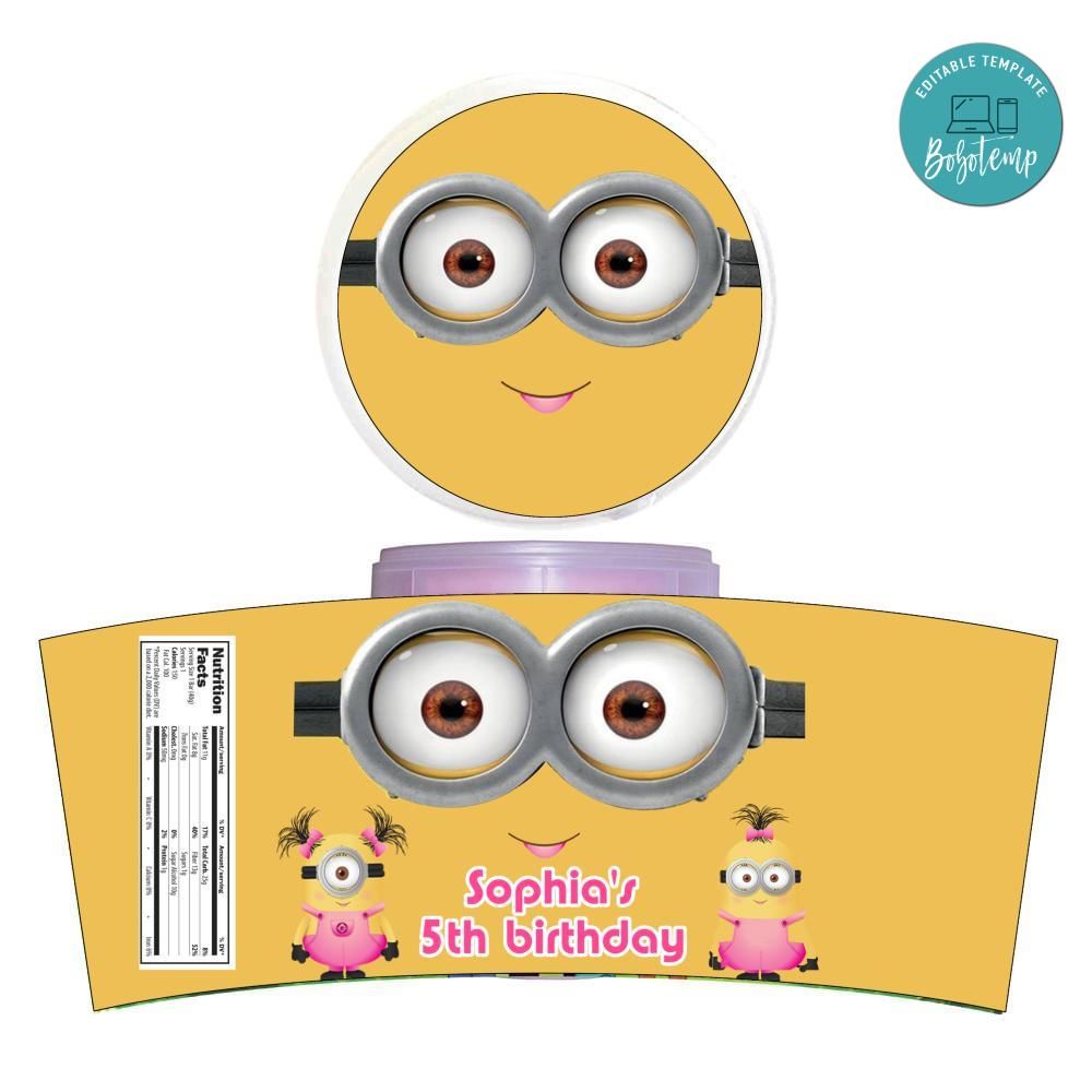 Girl Minion Cotton Candy Label Template | Bobotemp