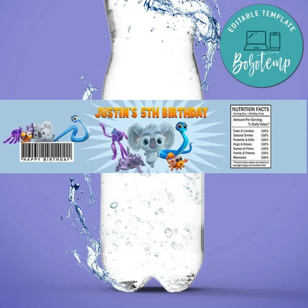 Back To The Outback Birthday Water Bottle Label Template | Bobotemp