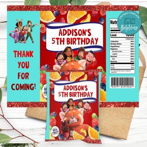 Turning Red Birthday Party Fruit Snack Bag Digital File Printable Instant Download