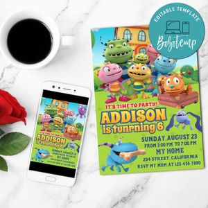 Henry Hugglemonster Birthday Invitation Customizable Template to Print at Home Instant Download
