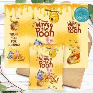 Winnie the Pooh Classic Birthday Chip Bag Digital File Printable Instant Download