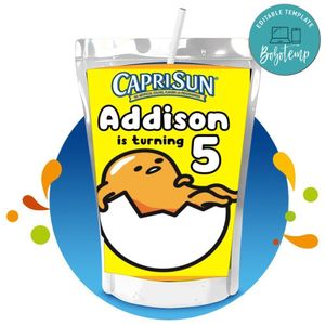 Gudetama Capri Sun Birthday Labels Digital File Printable Instant Download