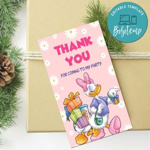 Daisy Duck Thank You Tag Customizable Template To Print At Home Instant Download