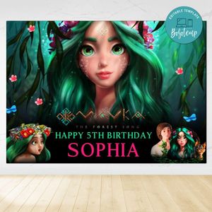 Mavka Birthday Backdrop Digital File Template Instant Download