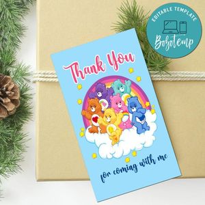 Care Bears Thank You Tag Customizable Template To Print At Home Instant Download