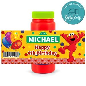 Elmo Bubbles Wrapper Template to Print at Home Instant Download