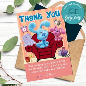 Blue's Clues Thank You Card Customizable Template To Print At Home Instant Download