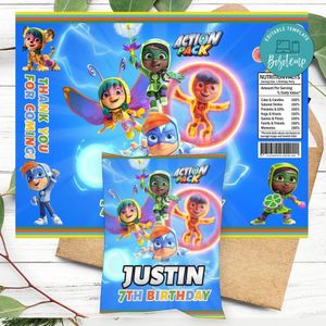 Action Pack Birthday Chip Bag Digital File Printable Instant Download