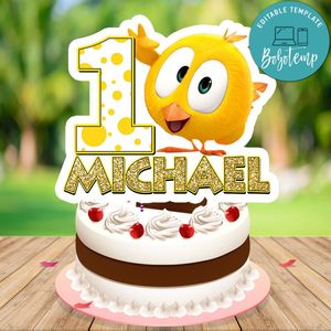 Pollito Chicky Birthday Cake Topper Template Printable Instant Download