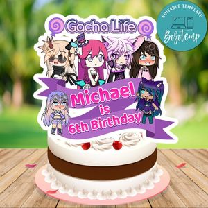 Gacha life Birthday Cake Topper Template Printable Instant Download