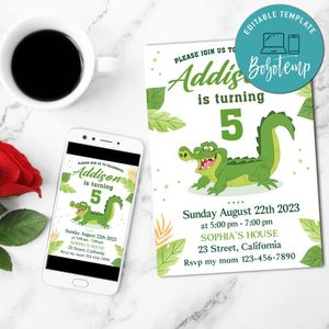 Cocodrilo tic tac Invitation Customizable Template to Print at Home Instant Download