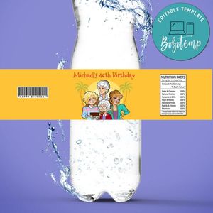 Golden girls Birthday Water Bottle Label Template to Print at Home Instant Download
